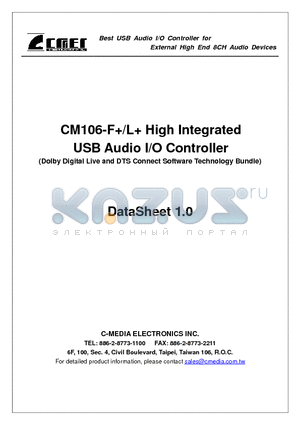 CM106F+ datasheet - USB Audio I/O Controller