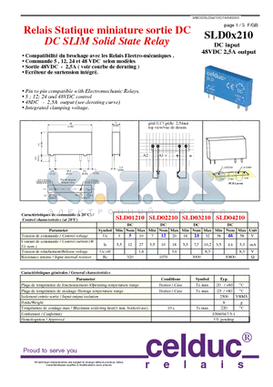 SLD04210 datasheet - DC SLIM Solid State Relay