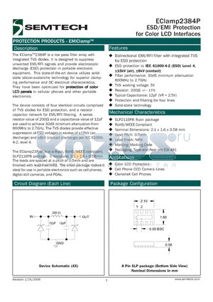 ECLAMP2384P datasheet - ESD/EMI Protection for Color LCD Interfaces