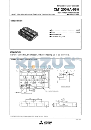 CM1200HA-66H datasheet - HIGH POWER SWITCHING USE INSULATED TYPE