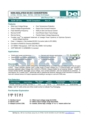 SLIN-12F1A datasheet - NON-ISOLATED DC/DC CONVERTERS