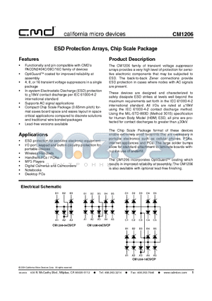 CM120616 datasheet - ESD Protection Arrays, Chip Scale Package
