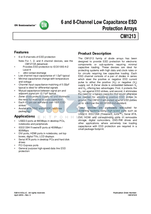 CM1213-06MR datasheet - 6 and 8-Channel Low Capacitance ESD Protection Arrays