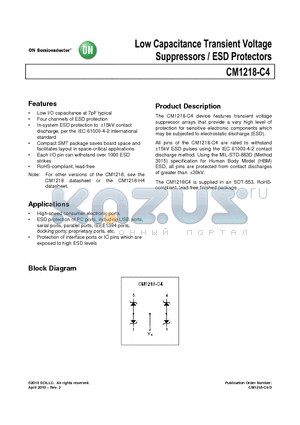 CM1218-C4SE datasheet - Low Capacitance Transient Voltage Suppressors / ESD Protectors