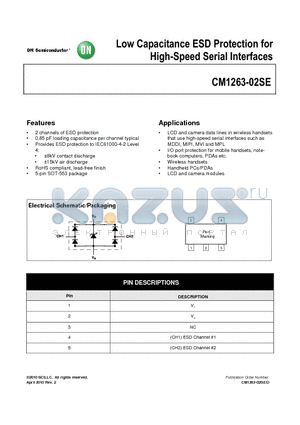 CM1263-02SE datasheet - Low Capacitance ESD Protection for High-Speed Serial Interfaces