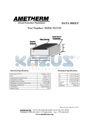 SM08502350 datasheet - Electrical Specifications: Mechanical Specifications: