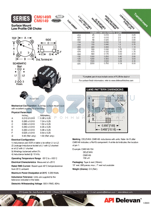 CM6149R-474 datasheet - Surface Mount Low Profile CM Choke