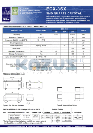 ECS-160-20-7SX-A-D-L-TR datasheet - SMD QUARTZ CRYSTAL