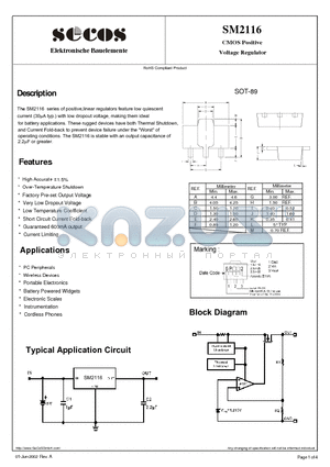 SM2116 datasheet - Voltage Regula tor