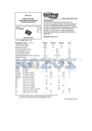 CMLT4413 datasheet - SURFACE MOUNT COMPLEMENTARY NPN/PNP SILICON TRANSISTOR