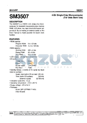 SM3507 datasheet - 4-Bit Single-Chip Microcomputer(For Data Bank Use)