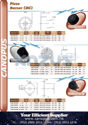 CPB2319-W datasheet - Piezo Buzzer (DC)