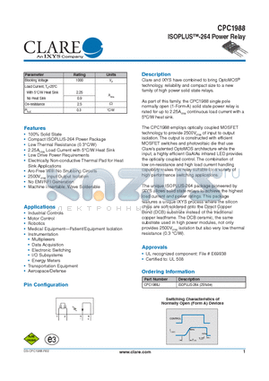 CPC1988J datasheet - ISOPLUS-264 Power Relay