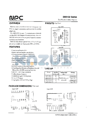 SM5132DP datasheet - Two PLLs for Cordless Telephons