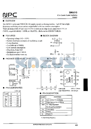 SM5613 datasheet - IC for Quartz Crystal Oscillating Module