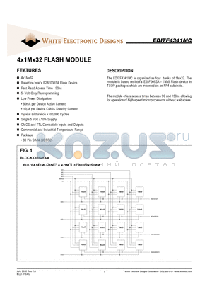 EDI7F4341MCC150BNC datasheet - 4x1Mx32 FLASH MODULE