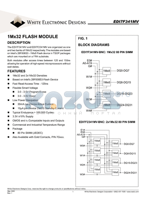 EDI7F341MV datasheet - 1Mx32 FLASH MODULE