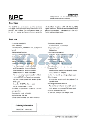 SM5902AF datasheet - compression and non compression type shock-proof memory controller