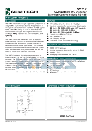 SM712_04 datasheet - Asymmetrical TVS Diode for Extended Common-Mode RS-485