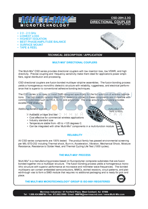 CSD-20H-2.3G datasheet - DIRECTIONAL COUPLER