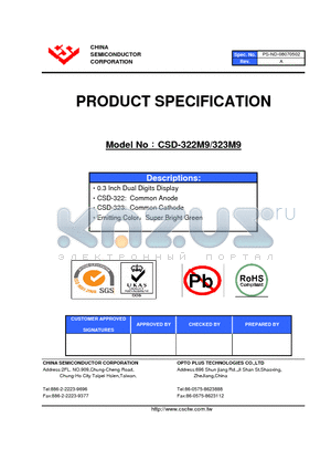 CSD-323M9 datasheet - 0.3 Inch Dual Digits Display