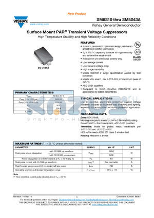 SM8S24AHE3 datasheet - Surface Mount PAR Transient Voltage Suppressors