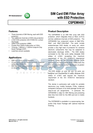 CSPEMI400 datasheet - SIM Card EMI Filter Array with ESD Protection