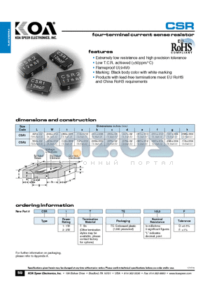 CSR2TTE10L0F datasheet - four-terminal current sense resistor