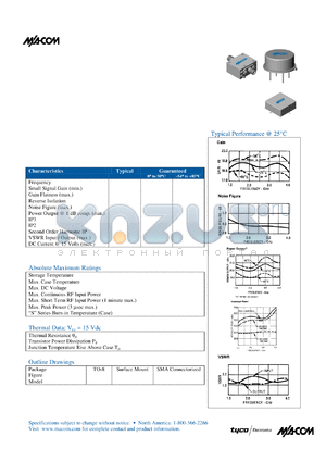 SMA45 datasheet - 1000 TO 4000 MHz CASCADABLE AMPLIFIER