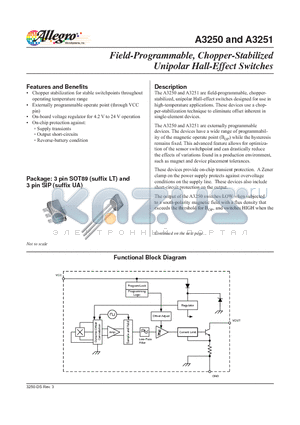 A3250LUA-T datasheet - Field-Programmable, Chopper-Stabilized Unipolar Hall-Effect Switches