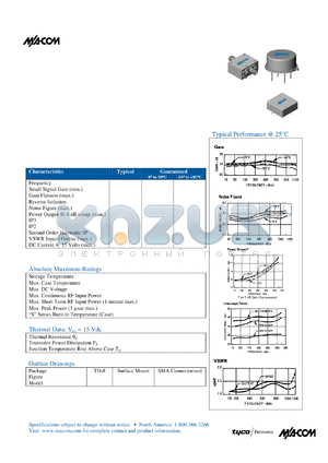 SMA66-1 datasheet - 10 TO 1000 MHz CASCADABLE AMPLIFIER