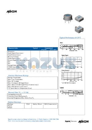 SMA74 datasheet - 5 TO 500 MHz CASCADABLE AMPLIFIER