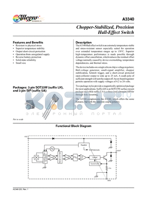 A3340LLHLT-T datasheet - Chopper-Stabilized, Precision Hall-Effect Switch