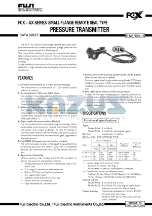 EDSX5-74 datasheet - FCX  AX SERIES SMALL FLANGE REMOTE SEAL TYPE PRESSURE TRANSMITTER