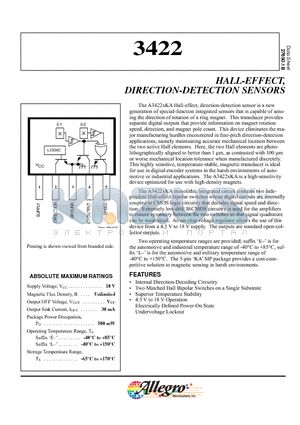 A3422EKA-T datasheet - HALL-EFFECT, DIRECTION-DETECTION SENSORS