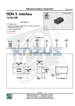 CT-65499F datasheet - ISDN S- Interface 16 Pin DIP
