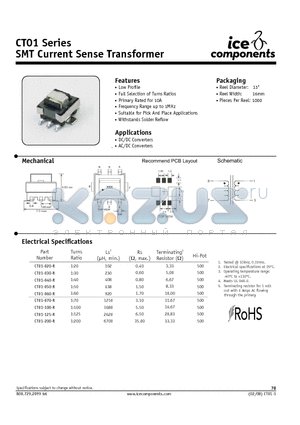 CT01-125-R datasheet - SMT Current Sense Transformer