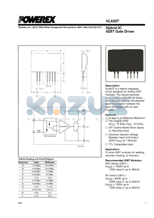 VLA507 datasheet - Hybrid IC IGBT Gate Driver