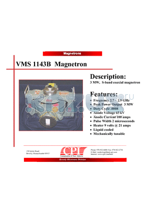 VMC1143B datasheet - Magnetron