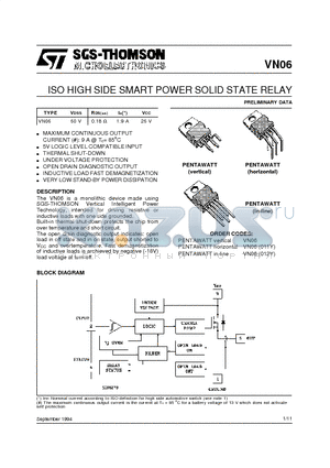 VN06012Y datasheet - ISO HIGH SIDE SMART POWER SOLID STATE RELAY