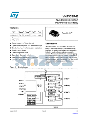 VN330SPTR-E datasheet - Quad high side smart Power solid state relay