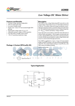 A3908EEETR-T datasheet - Low Voltage DC Motor Driver