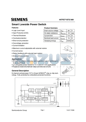 OBTS949 datasheet - Smart Lowside Power Switch