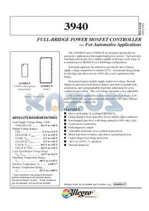 A3940KLW datasheet - FULL-BRIDGE POWER MOSFET CONTROLLER