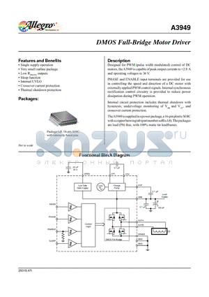 A3949SLP datasheet - DMOS Full-Bridge Motor Driver