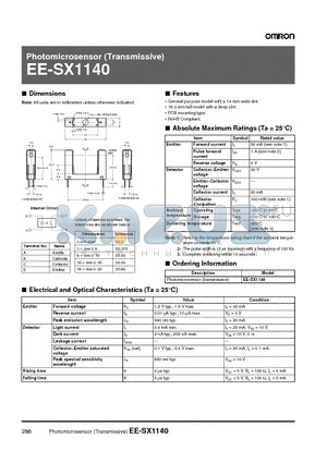 EE-SX1140 datasheet - Photomicrosensor (Transmissive)