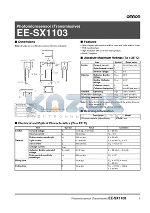 EE-SX1103 datasheet - Photomicrosensor (Transmissive)