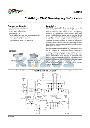 A3955SLBTR-T datasheet - Full-Bridge PWM Microstepping Motor Driver