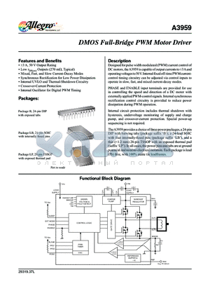 A3959SLB-T datasheet - DMOS Full-Bridge PWM Motor Driver