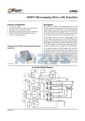 A3983SLP-T datasheet - DMOS Microstepping Driver with Translator